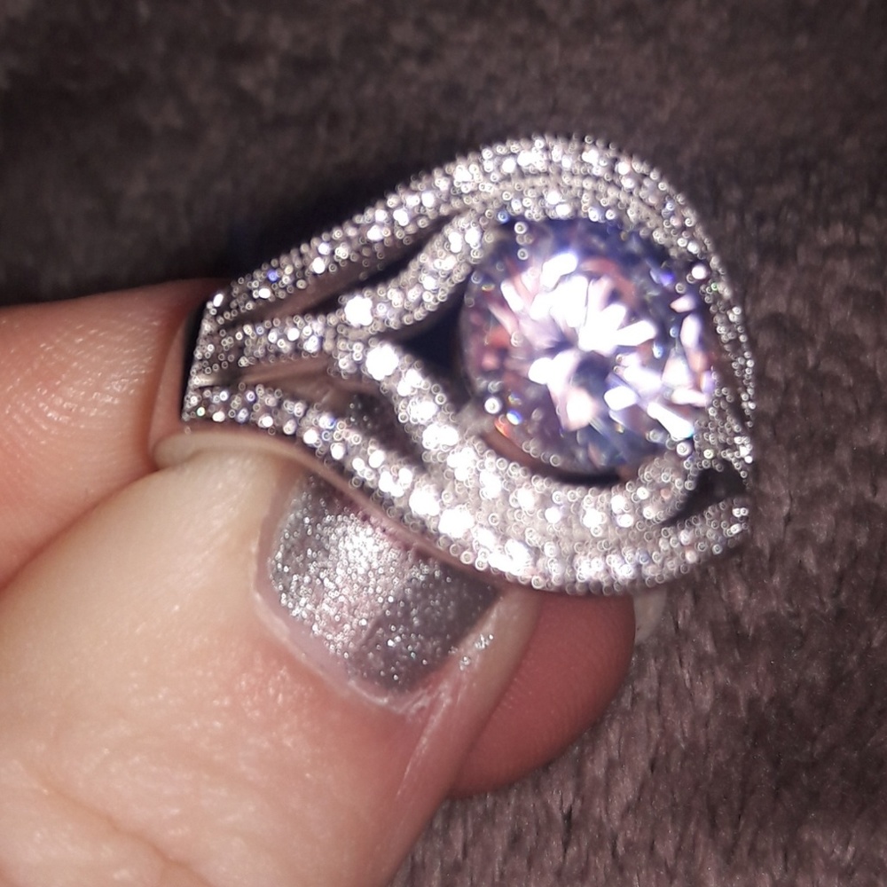 925 sterling silver white sappbire ring
